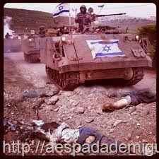 Os neocons e seus papéis na Nova Ordem Mundial 3 tanque-sionista-sob-corpos-criancas-palestinas
